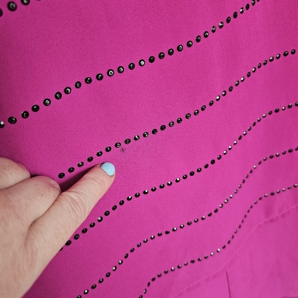 Lane Bryant Pink Black Hi Lo Tunic Blouse Shiny Plus Size 18/20 - Picture 4 of 13